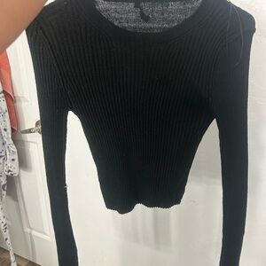 Black Ribbed Knit Sweater